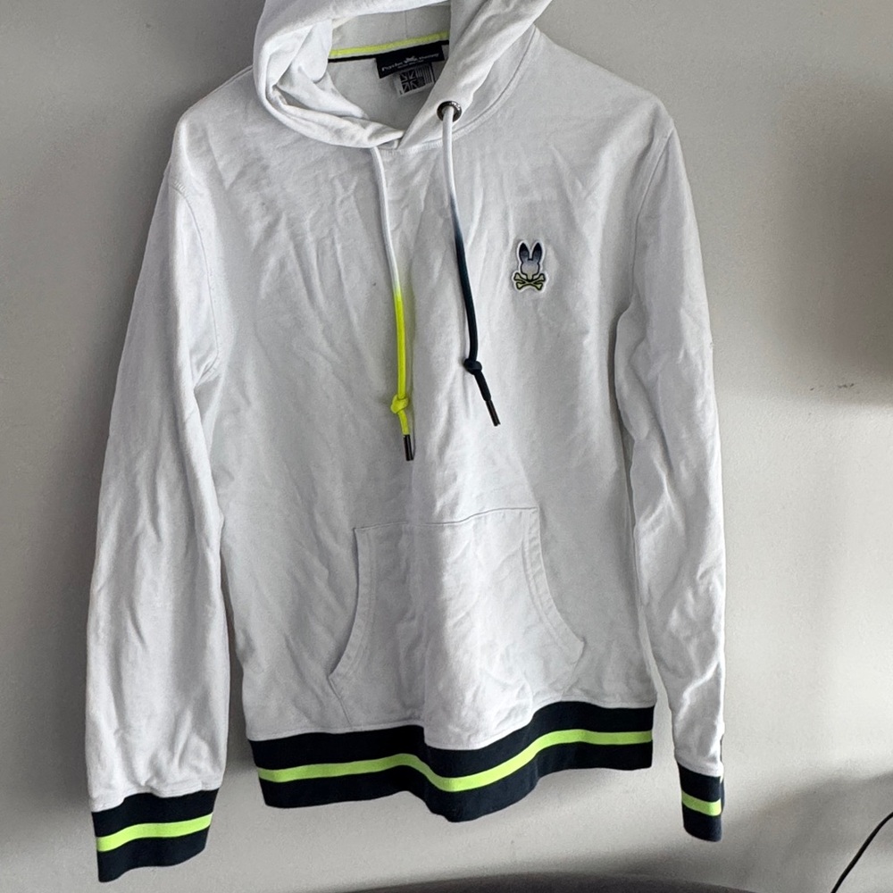 Psycho Bunny White Hoodie with Neon Accents